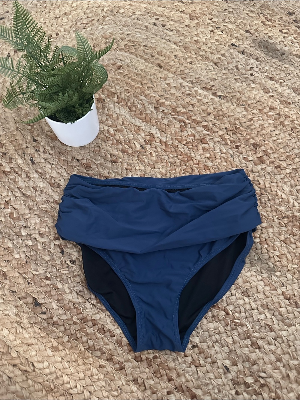 NAVY HIGH WAISTED BIKINI BOTTOMS